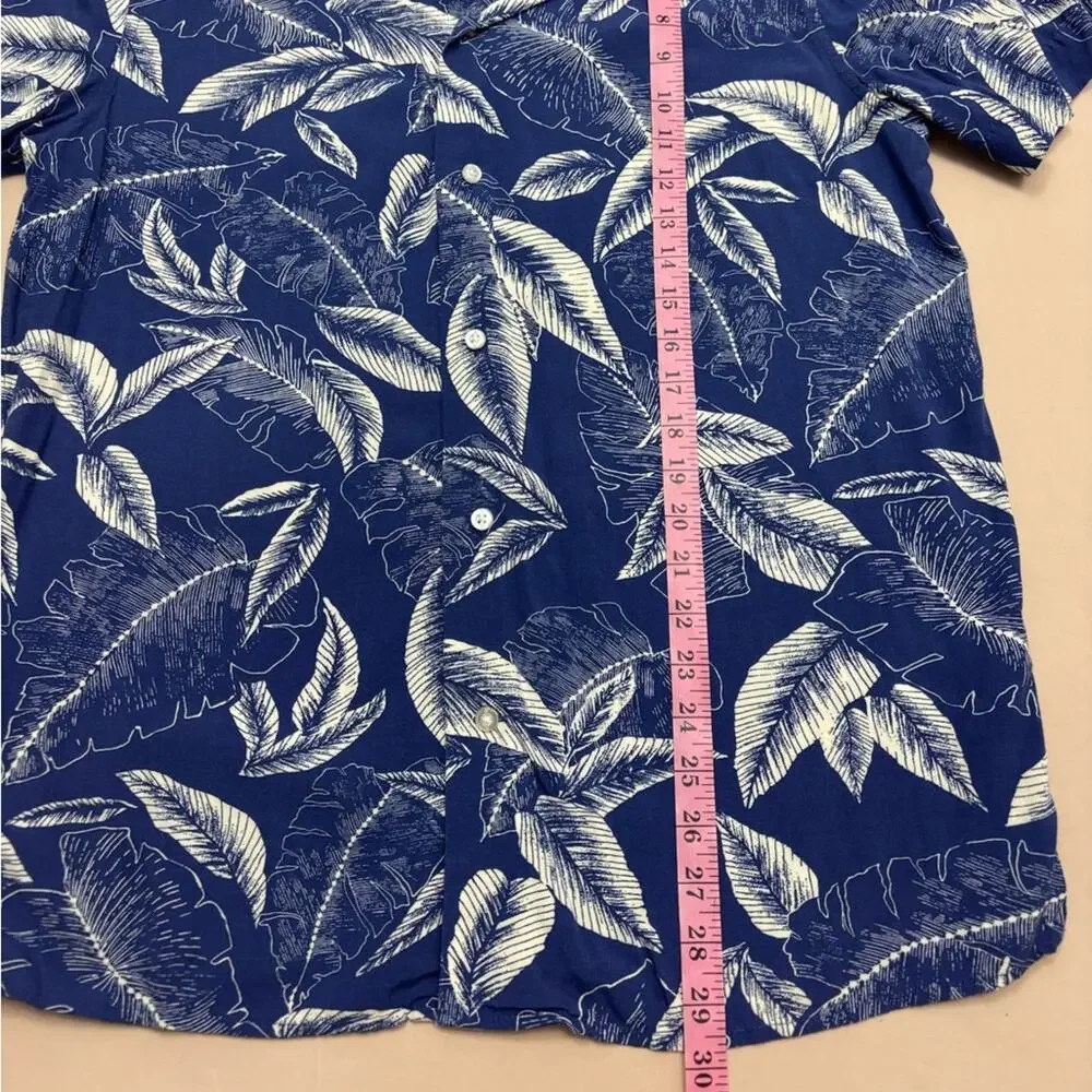 Banana Republic Blue and Cream Leaf Print Men's Shirt Slim Fit Size Large